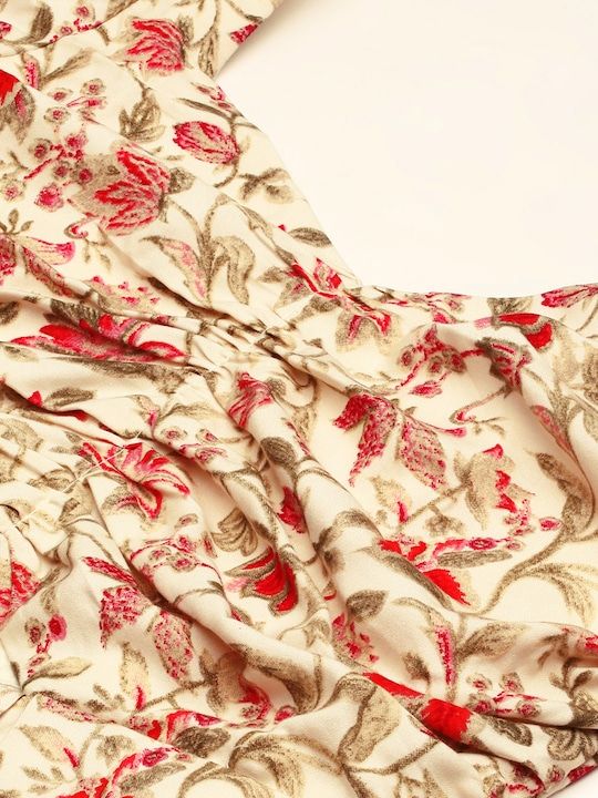Bollywood Vogue Ready To Wear Beige Printed Rayon Jumpsuits