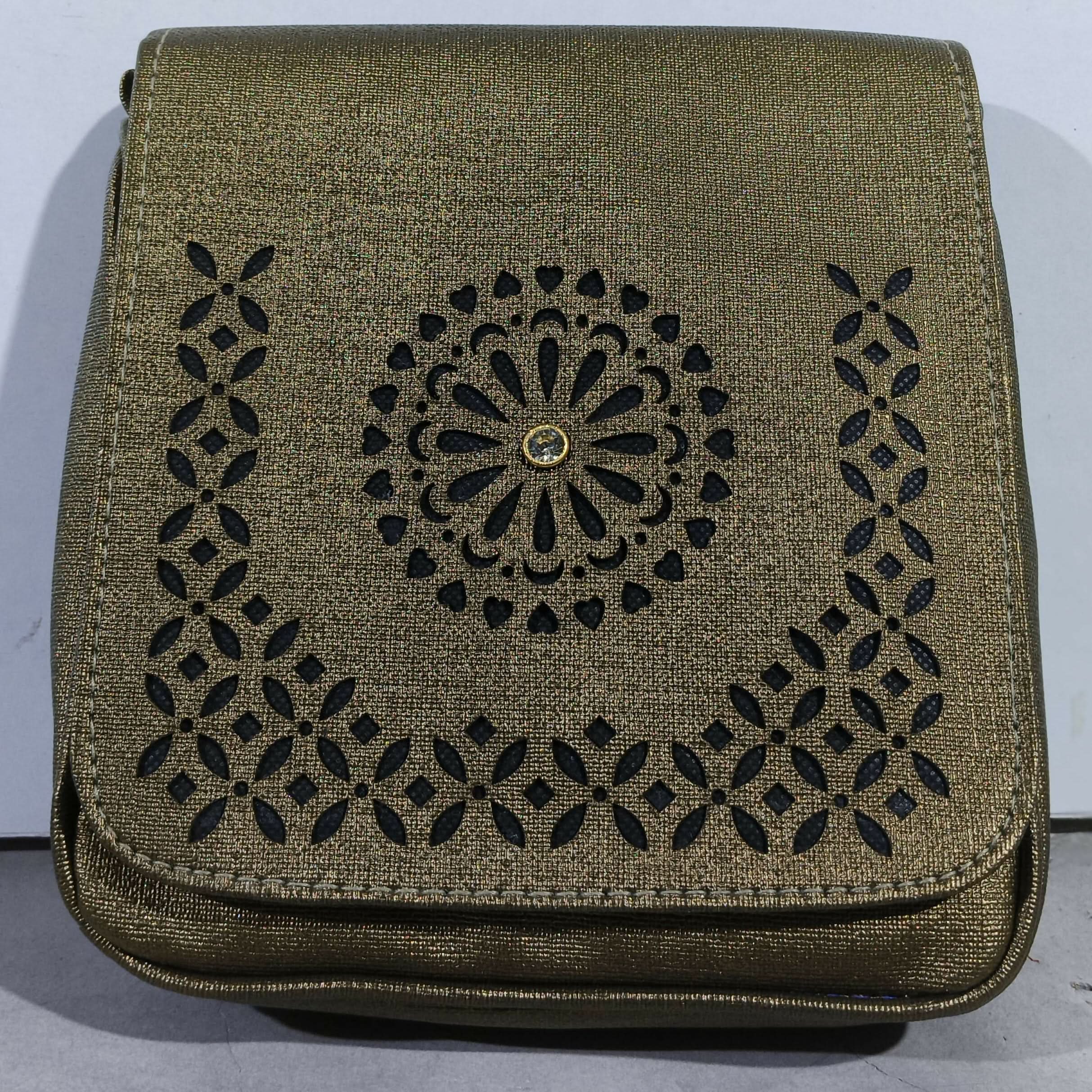 Elegant Golden Embroidered Evening Hand Bag For Women (TPT) NATIONALBAGS & BELTS