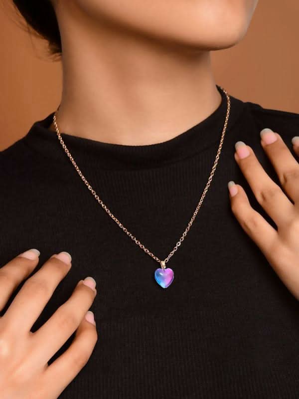 Dual Tone Heart Crystal Necklace Set – 3 Colors pinapes