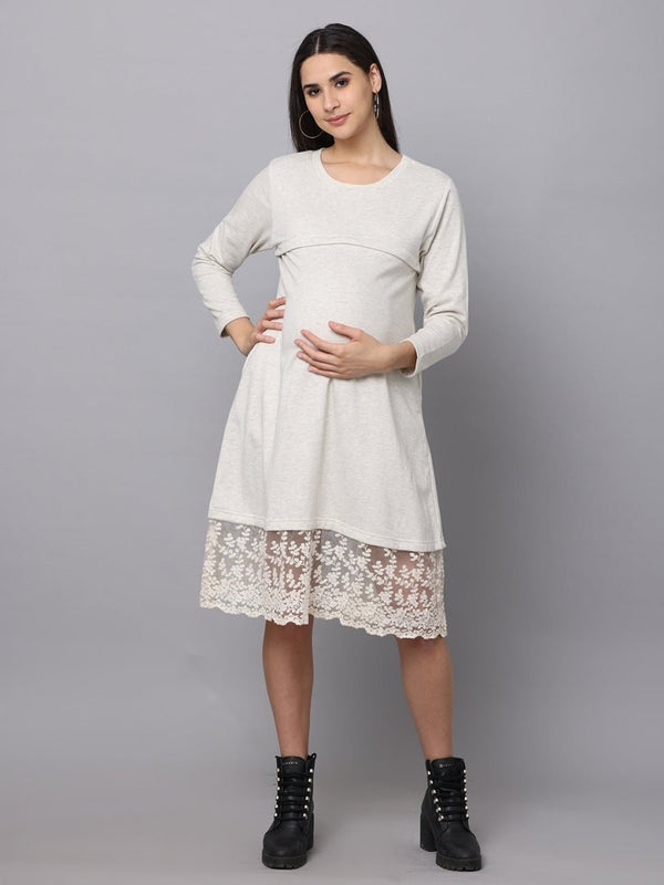 Winter Morning Maternity Sweater Dress With Nursing - DRS-WTRMR-S