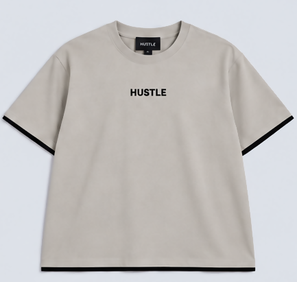 HUSTLE Men's Crew Neck Oversized T-Shirt – Lite Cement