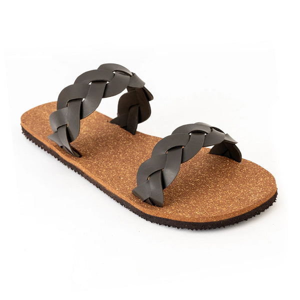 Lumi Dual-Strap Cork Brown Women Slides Planet Paaduks