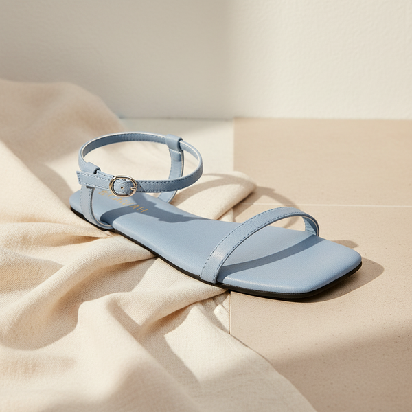 Zoe Luxe Ankle-Strap Vegan Leather Blue Women Sandals Planet Paaduks