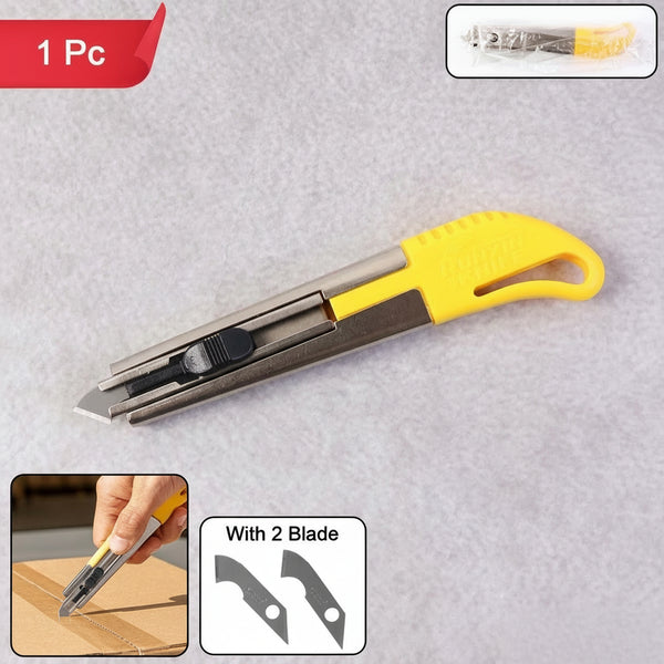 Heavy-duty Stainless Steel Body Utility Cutter Knife (1 Pc With 2 Extra Blade)