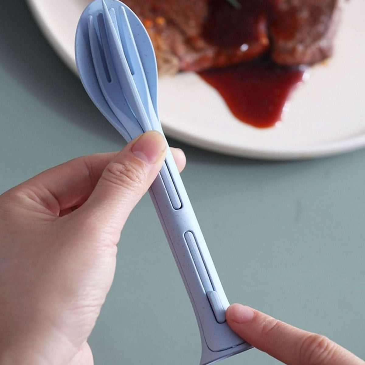 3 In 1 Reusable Spoon Knife Forks Tableware Spoon (3 Pcs Set) HP DD