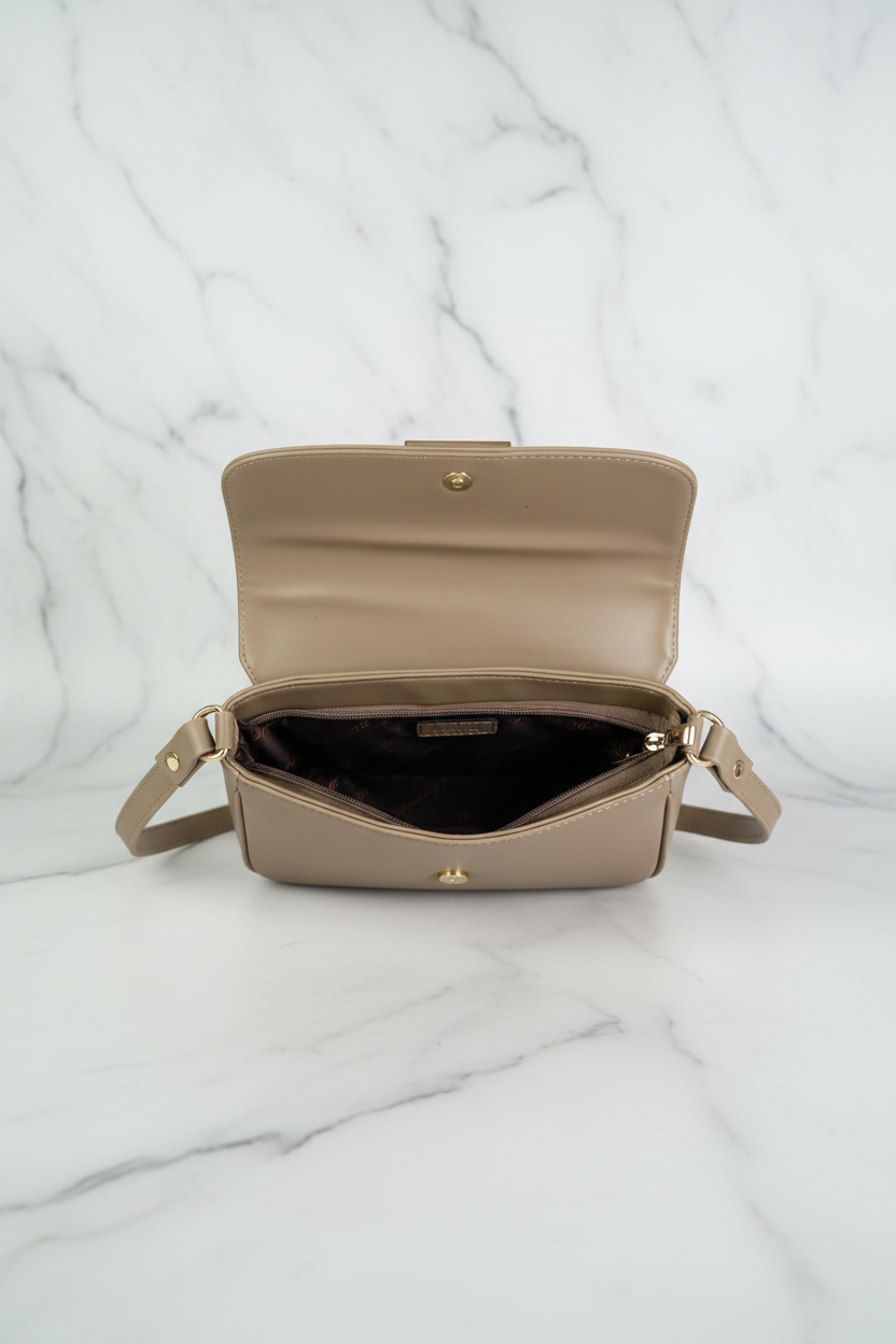 Elegant PU Leather Sling Bag – Classic & Versatile (Beige) RAYORA ENTERPRISE