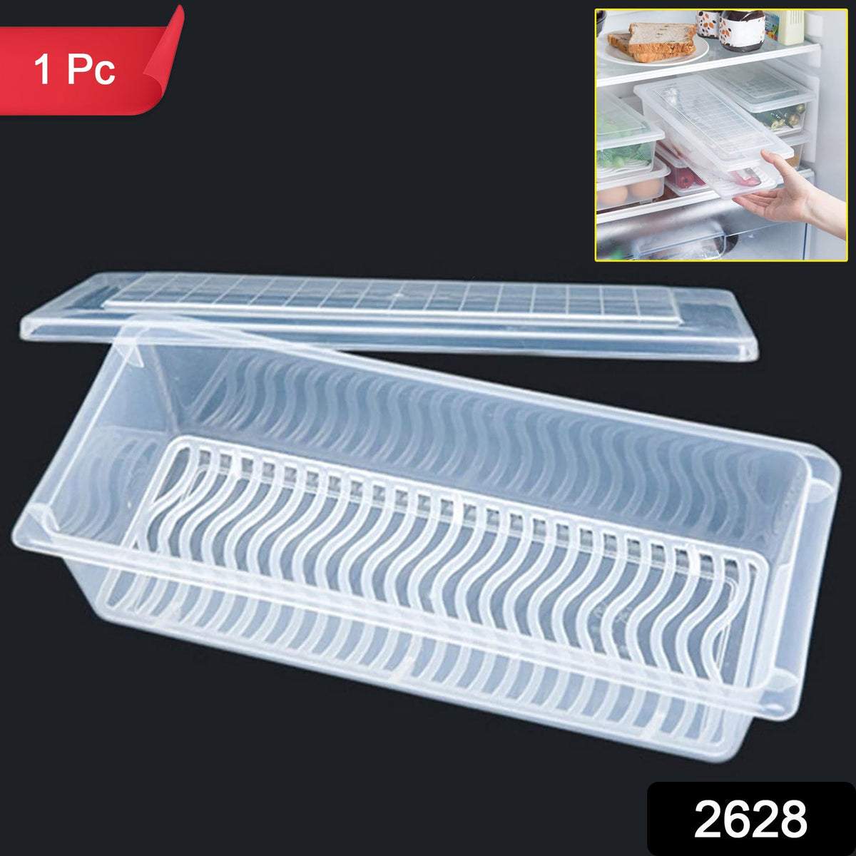 Food Storage Container With Removable Drain Plate And Lid 1500 Ml (Pack Of 1 Pc) HP DD