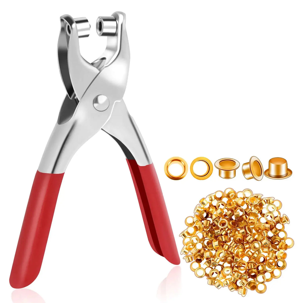 Grommet Setting Tool With 25 Pcs Gold Eyelets Grommets Steel Hole Punch Setter Kit For Leather Canvas All Fabrics Men And Women Clothes Shoes Belts Bags Crafts HP DD