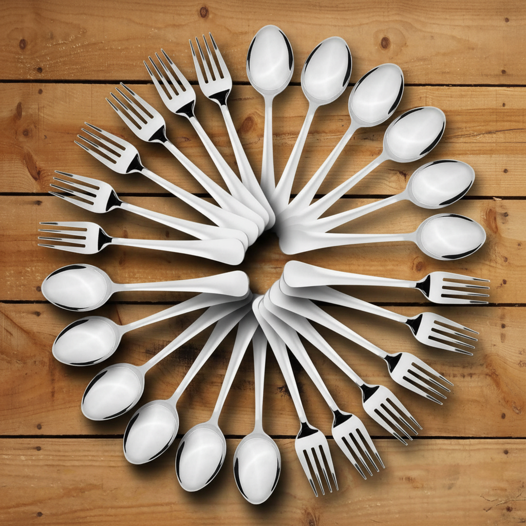 Sumeet Stainless Steel Dessert Fork & Spoon Set - 24pcs SUPER