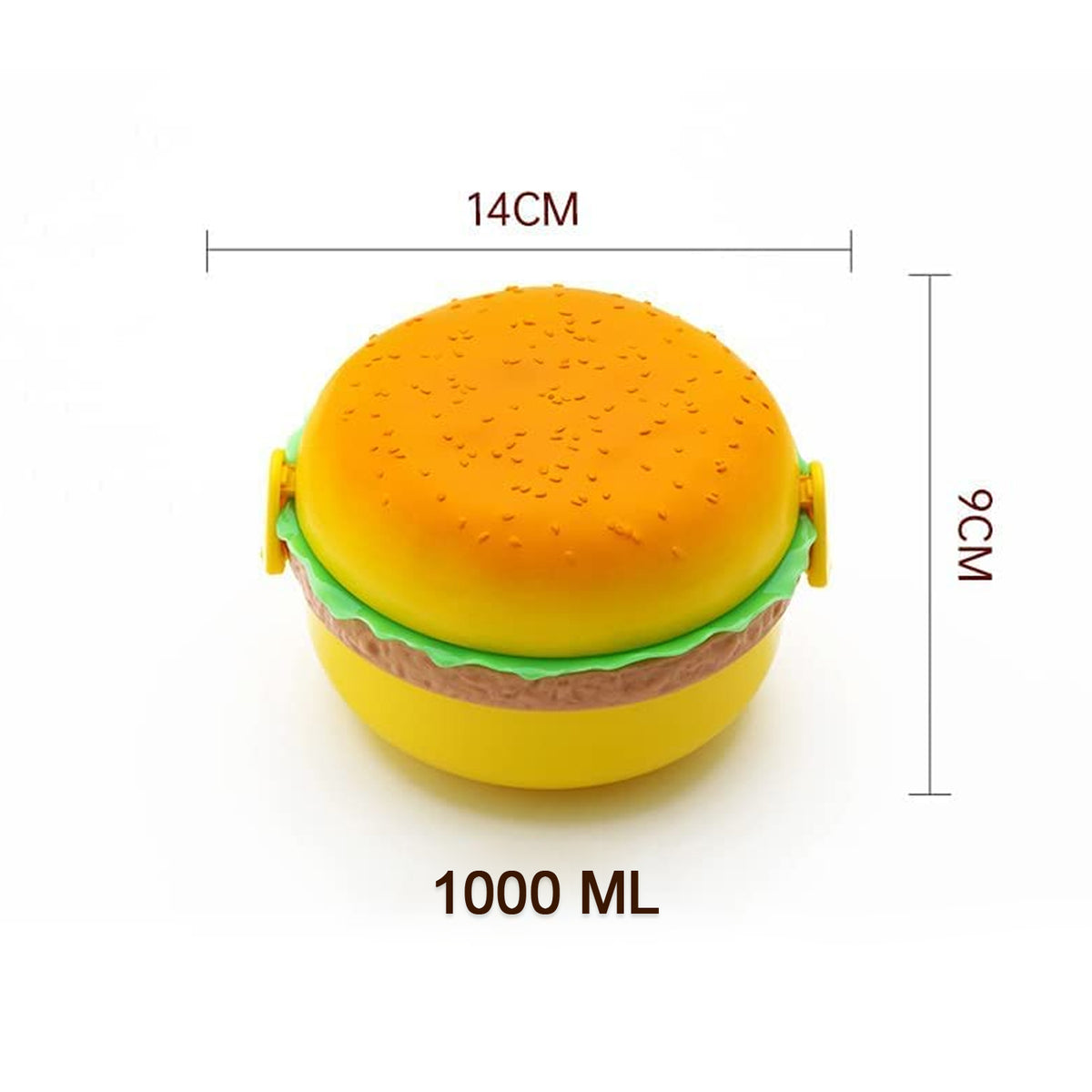Burger Shape Lunch Box with Double Layer Lunchbox 1000ml With 2 Spoon Applicable To Kids And Elementary School Students
