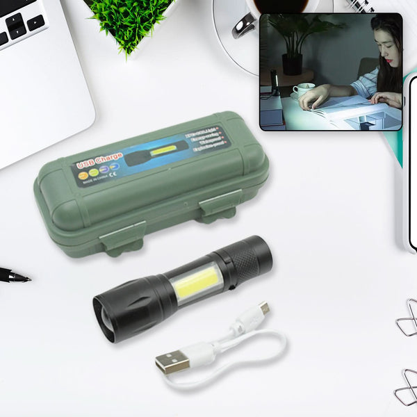 Ultra Bright LED Torch with Zoom Rechargeable Pocket Flashlight