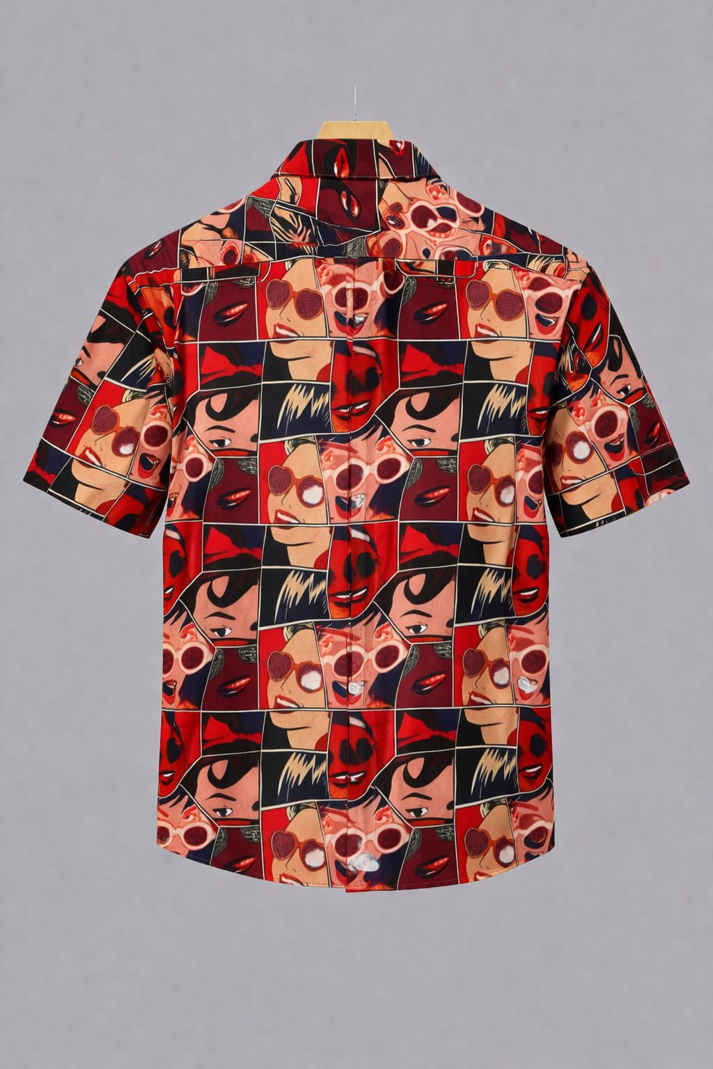 Henshika Men Printed Casual 3/4 Sleeve Shirt – Drop Style – Red - View 2