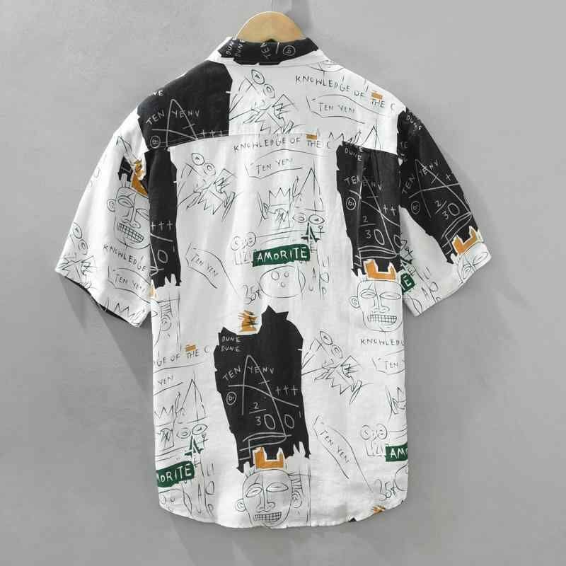 Henshika Men Geometric Print Casual Half Sleeve Shirt – White - View 2