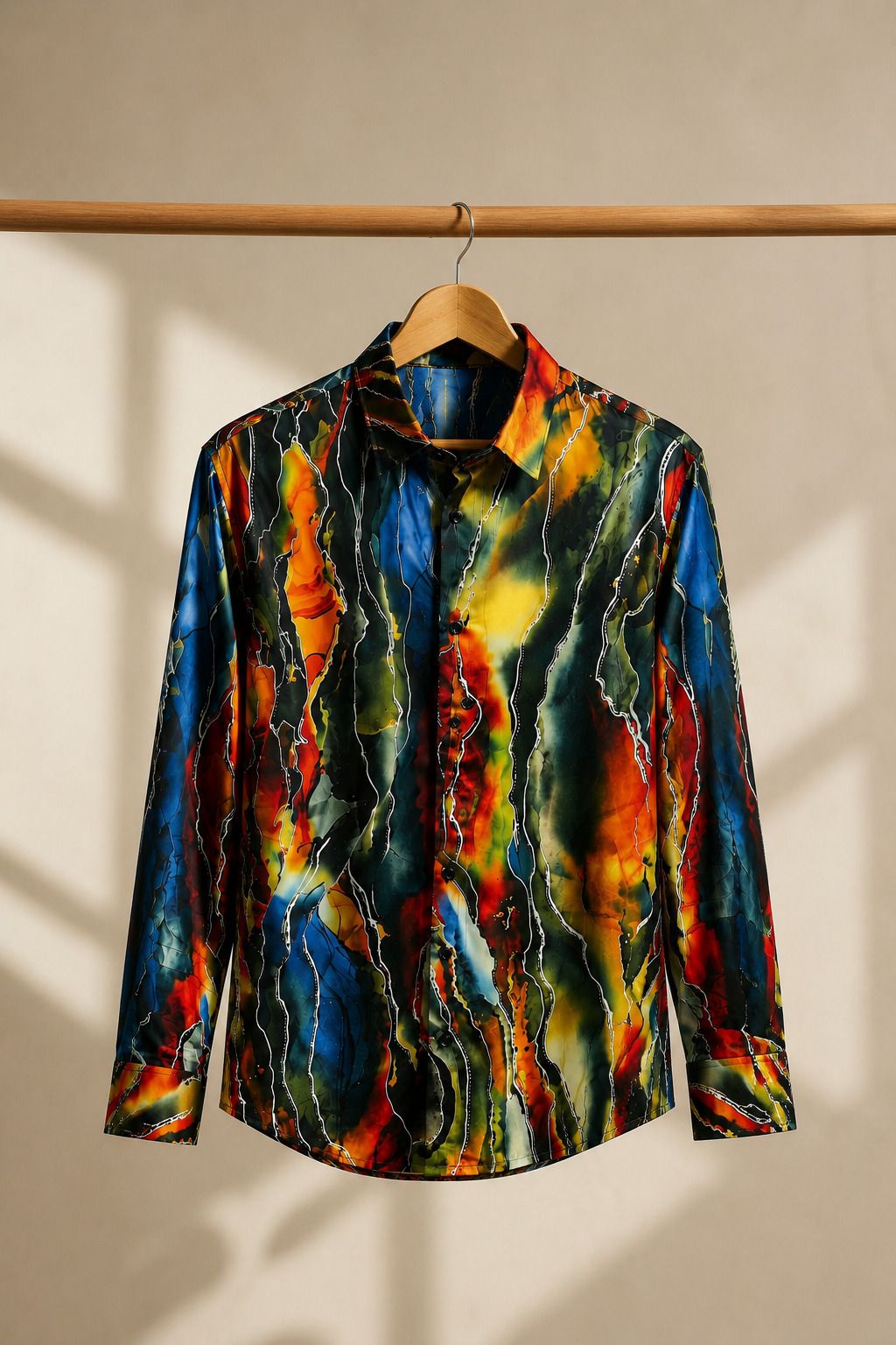HENSHIKA Men Printed Full Sleeve Party Wear Satin Shirt | South Style – View 5