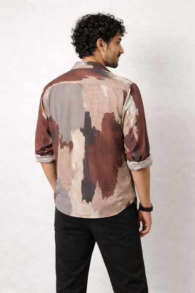 Henshika Men Printed Casual Full Sleeve Shirt – Peddi Series – Brown - View 2