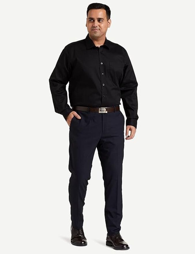 Henshika Men Solid Formal Full Sleeve Shirt – Black - View 5