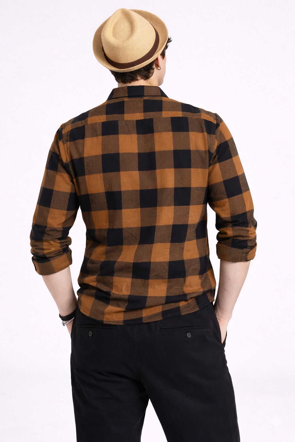 Henshika Men Printed Striped Casual Full Sleeve Shirt – Raja – Black::Brown - View 2