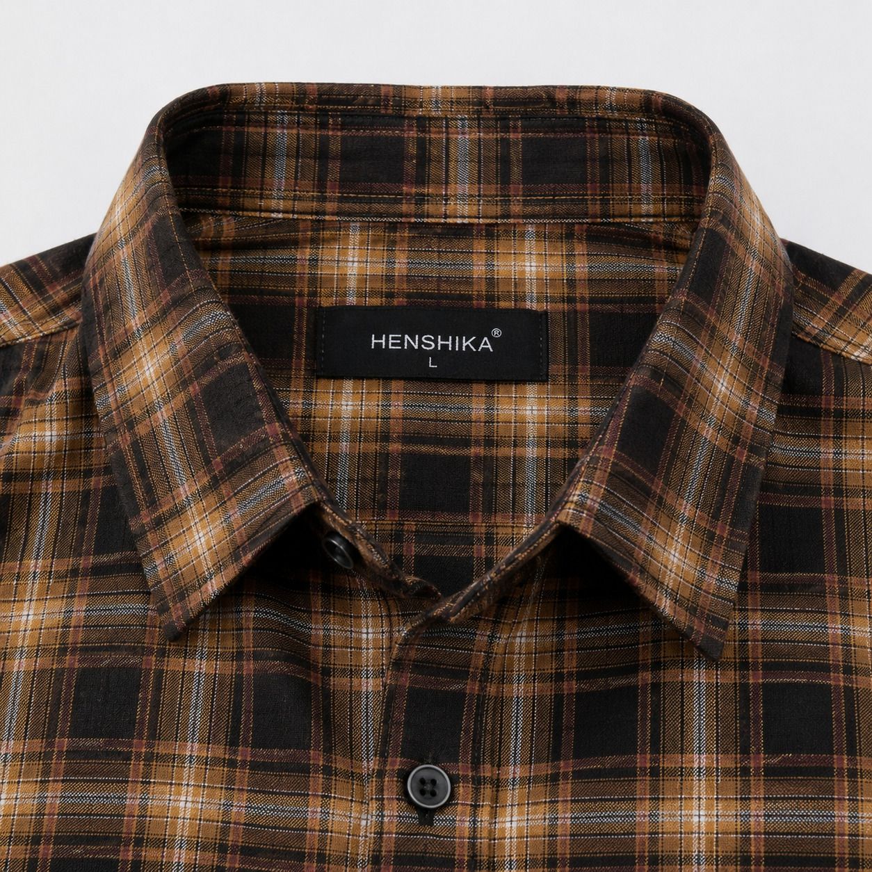 HENSHIKA Men's Brown Checkered Full Sleeve Casual Shirt | Relaxed Reg – View 3