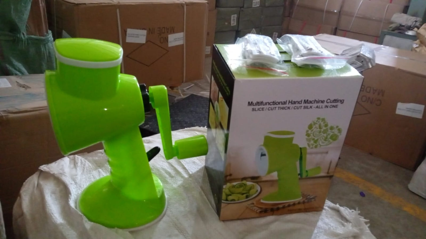 6 In 1 Multi Functional Vegetable Cutter & Slicer Hand Machine Cutting Slice Cut Thick Cut Silk All In One Vegetable Chopper Cutter Slicing Cutter Barrel - Vegetable Grater With 6 Removable Blades