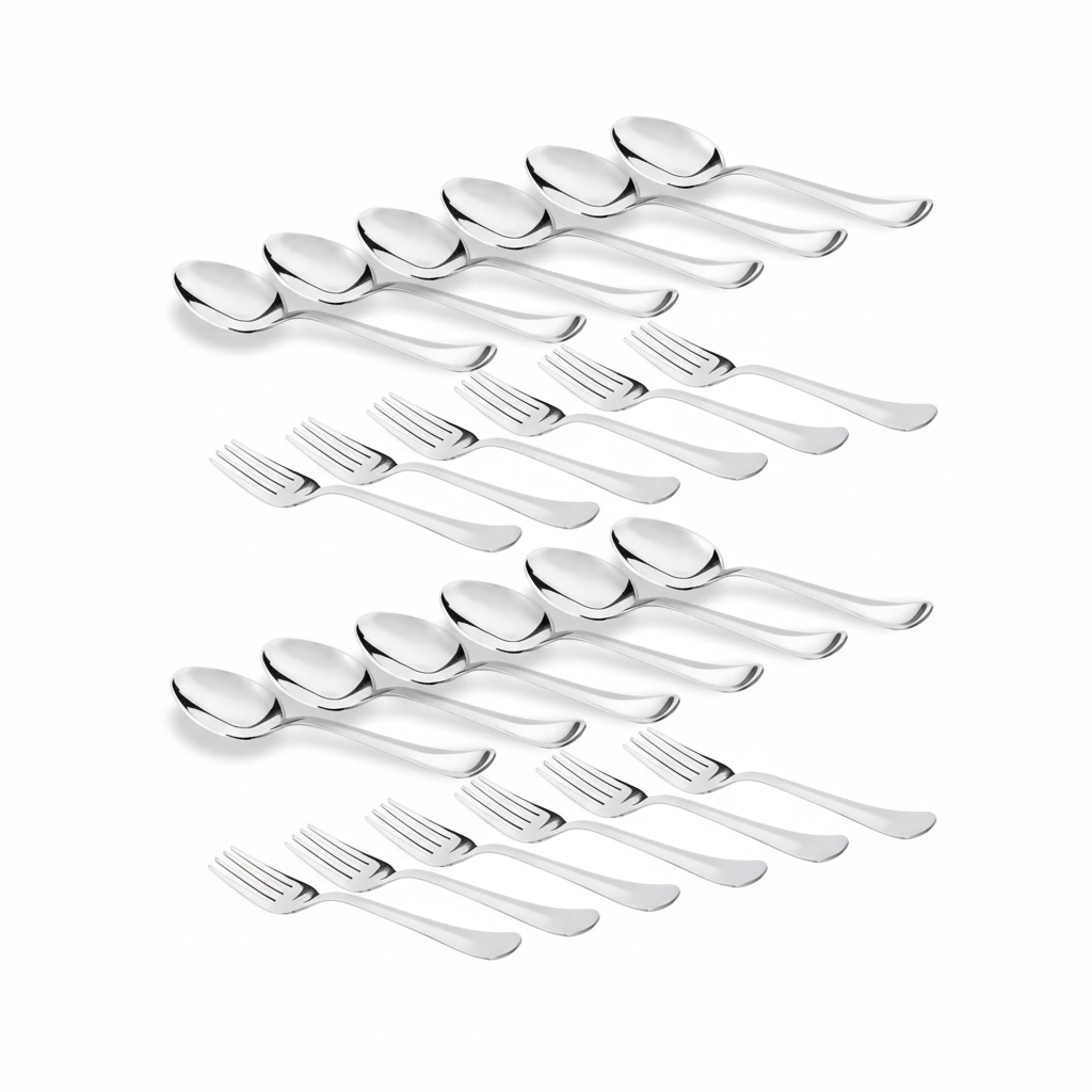 Sumeet Stainless Steel Dessert Fork & Spoon Set - 24pcs SUPER