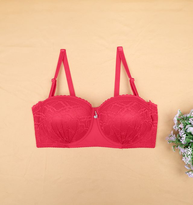Susie Half Coverage Red Lace Detachable Strap Padded Underwire Balconette Adjustable MultiwayBra