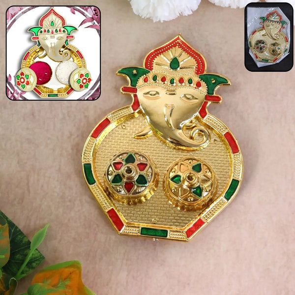 Ganesh Design Decorative Kumkum Box - (1 Pc) HP DD