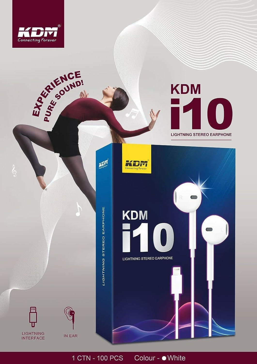 KDM-I10 Lighting Stereo Earphone