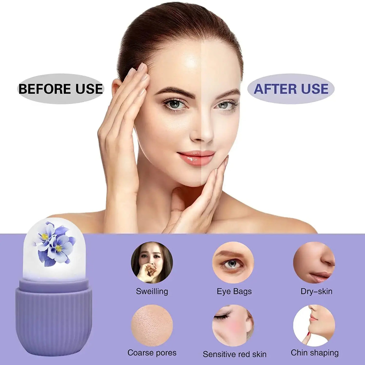 Beauty Ice Roller For Face Massager Eye Reusable Face Rollers Facial Roller ( Purple Color) HP DD