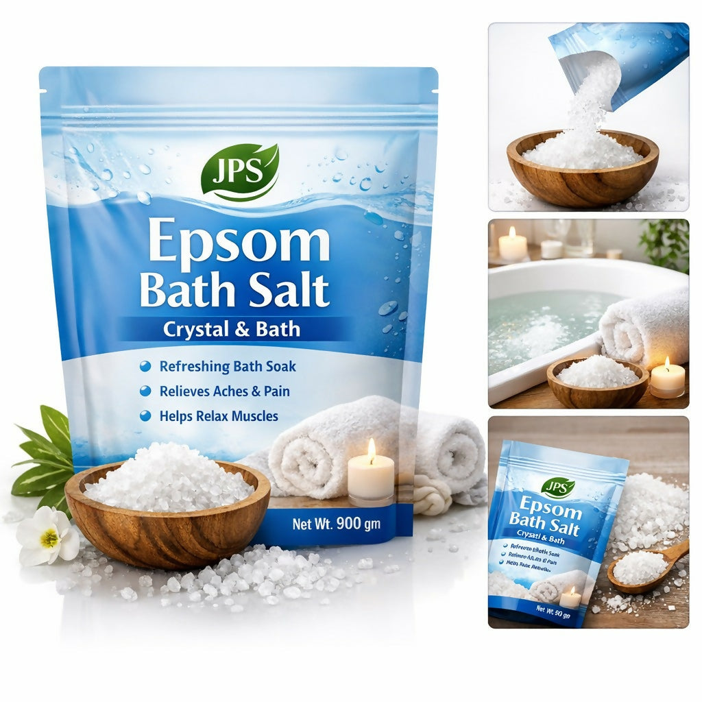 JPS Epsom Bath Salt 900g – Pure Magnesium Sulphate for Relaxation, Muscle Relief & Foot Soak JPS PRODUCTS (ACHSA)