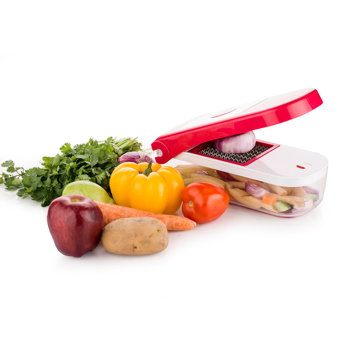 Ganesh Plastic Chopper Vegetable And Fruit Cutter Red