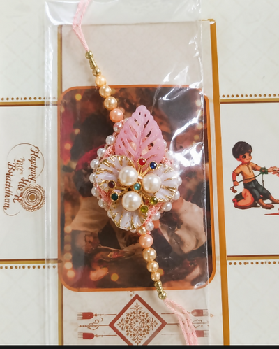Pearl Flower Rakhi for Brother | Designer Floral Raksha Bandhan Rakhi Pack of 1 - Set of 2(Multicolor)
