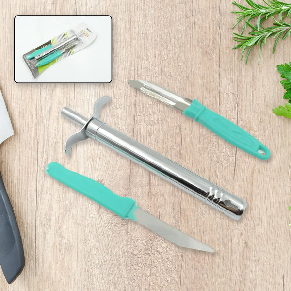 3 In 1 Kitchen Combo - Kitchen Lighter Stainless Steel Knife And Peeler HP DD