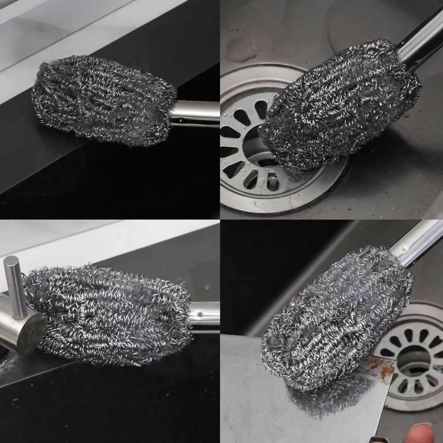 Long Handle Stainless Steel Bottle Cleaning Brush with Non-Slip Grip