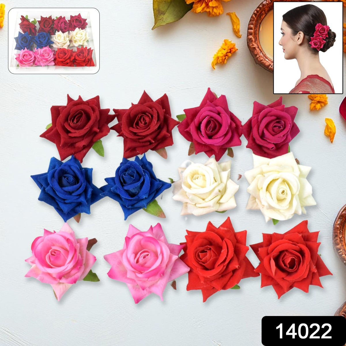 Colourful Flowing Flower Hair Pin (12 Pcs Set Mix Color) HP DD