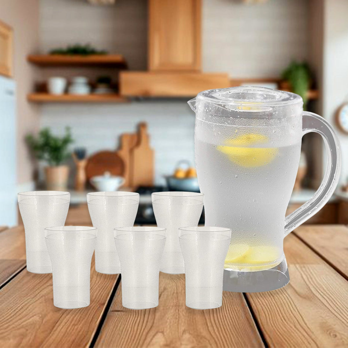 Apex Unbreakable Lemon Jug Set With 6 Glasses 1200ml Jug + 300ml Glasses Approx HP DD