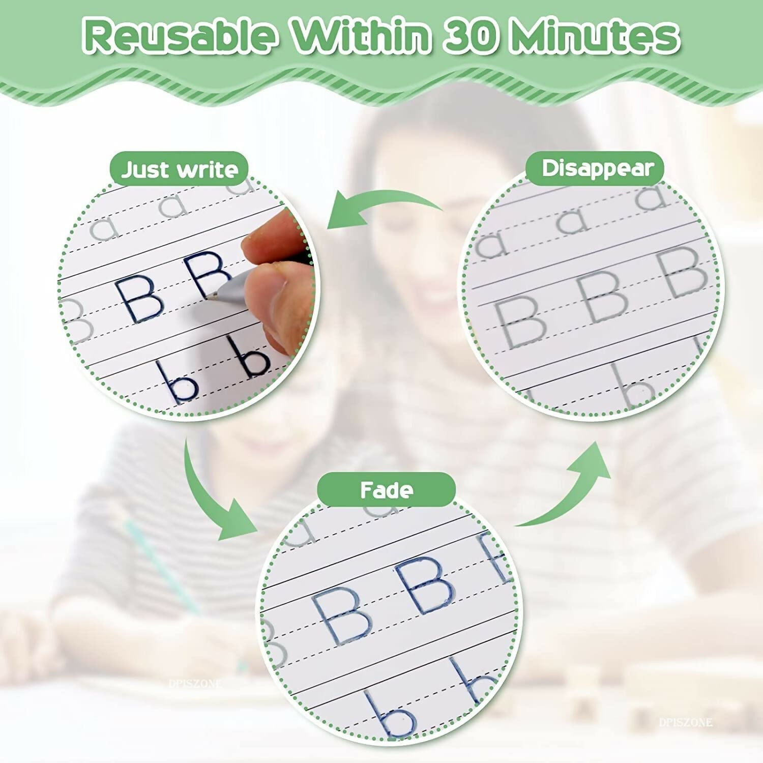 Magic Practice Copybook Set for Kids 4 Reusable Books with Pen, 10 Refills & Grip Number Tracing, Handwriting & Calligraphy Learning Set for Preschoolers