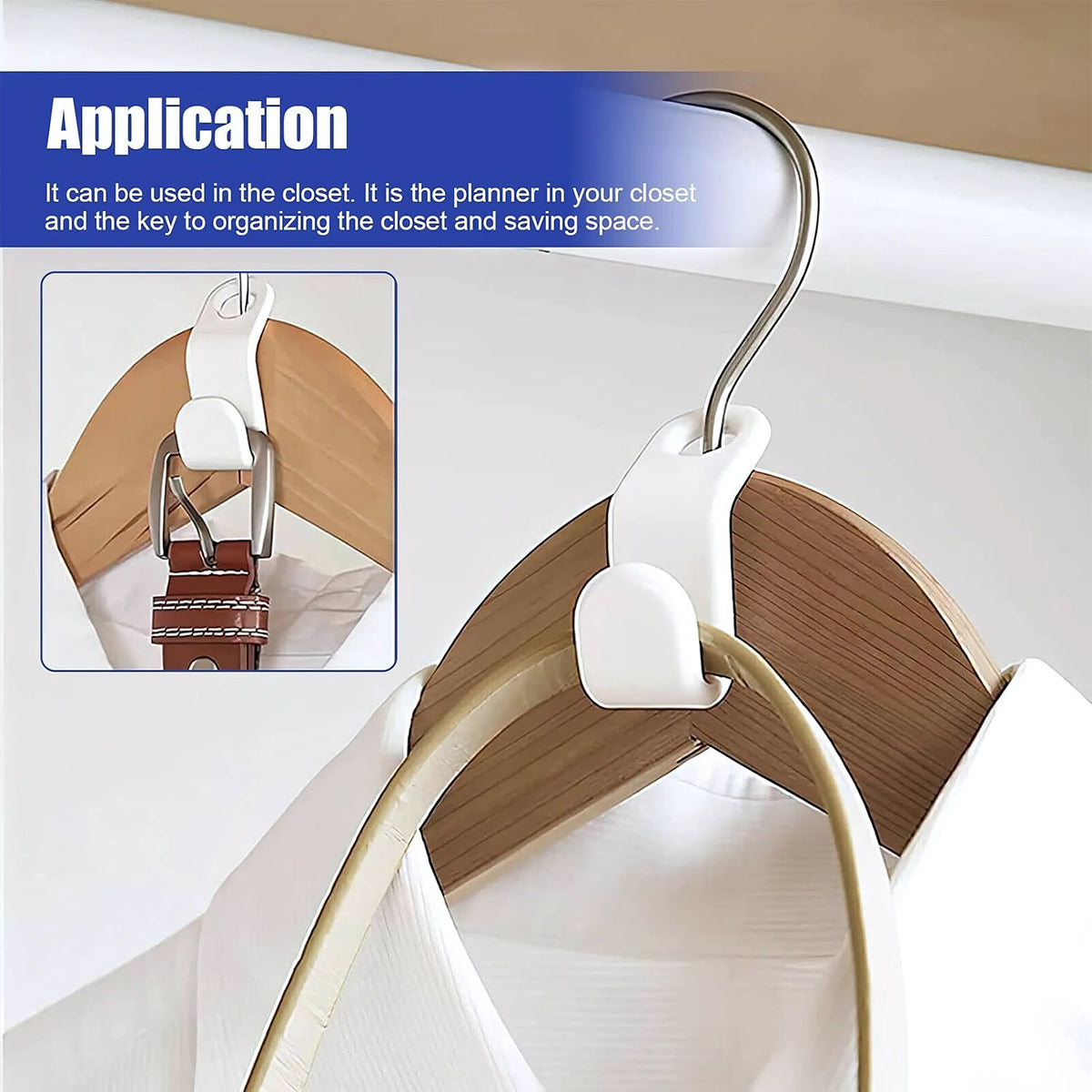 30 Pcs Multi-Color Hanger Connector Hooks with Space Saving Wardrobe Organizer Clips for Clothes & Accessories