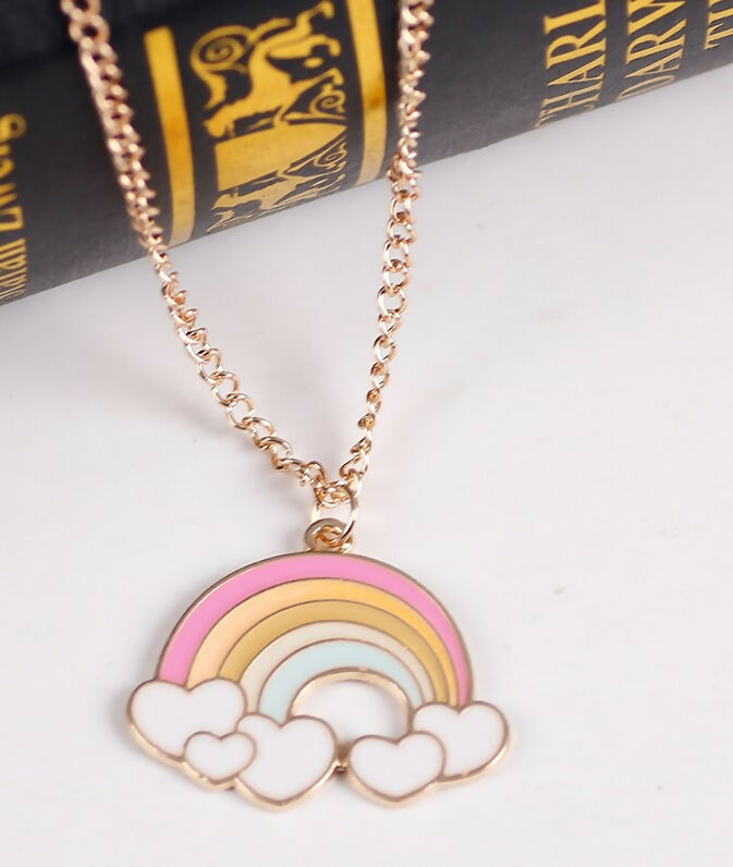 Rainbow Pendant & Cute Cartoon Character Necklace Set (2 Pieces)