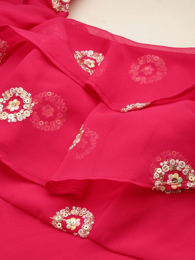 Bollywood Vogue Ready To Wear Dark Pink Georgette Embroidered Gown
