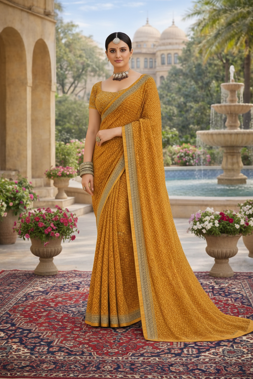 Designer Traditional Synthetic Printed Saree with Rich Zari Border Festive Wear Kalyani silks and sarees