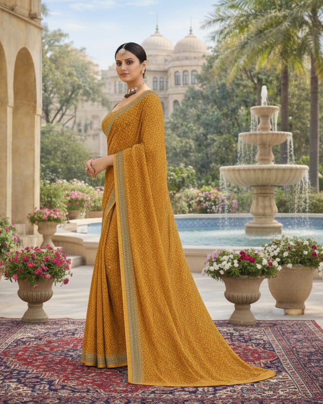 Designer Traditional Synthetic Printed Saree with Rich Zari Border Festive Wear Kalyani silks and sarees