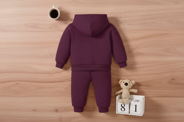 HoopBuddy Maroon Hoodie and Joggers Kids Co-Ord Set Luck Fashion