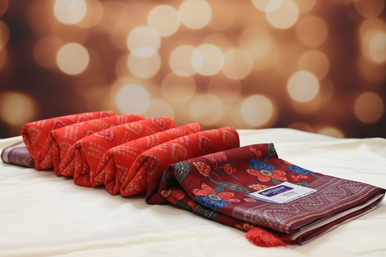 Graceful Linen Cotton Printed Saree with Classic Bandhani-Inspired Design Kalyani silks and sarees