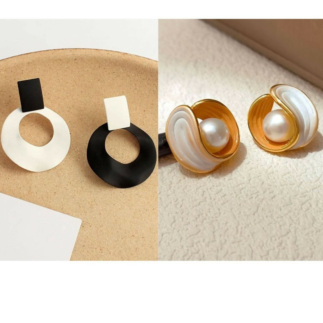 Modern Minimalist Earrings Set of 2 Trendy Artistic Jewelry for Women