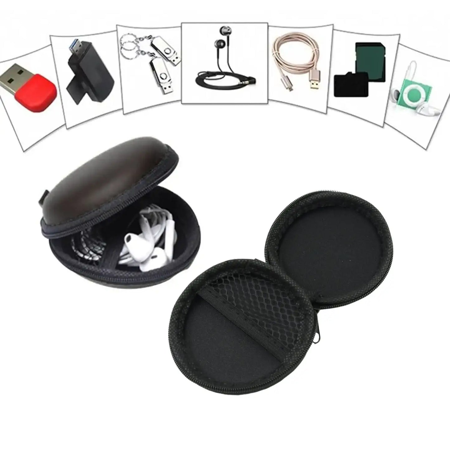 Cute Round Earphone Carrying Case with Waterproof, Shockproof & Portable (Mix Design / 1 Pc) HP DD