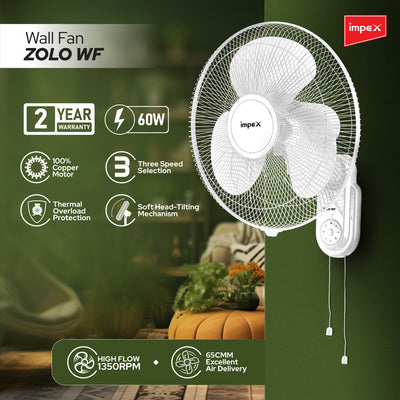 Impex Zolo WF 400 mm Wall Fan – White