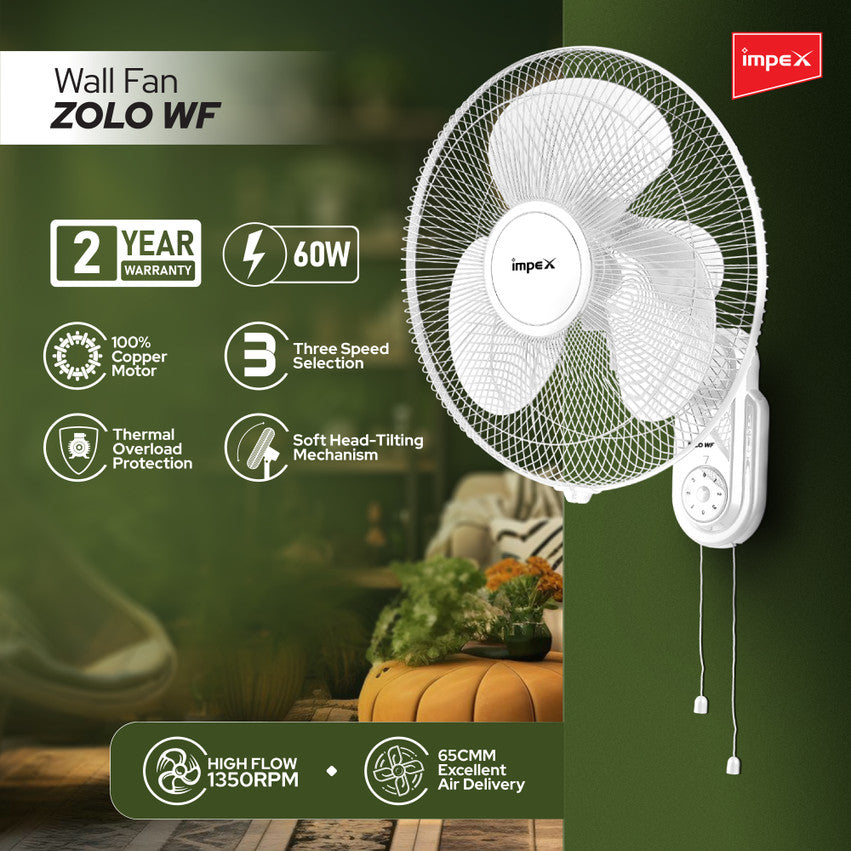 Impex Zolo WF 400 mm Wall Fan – White