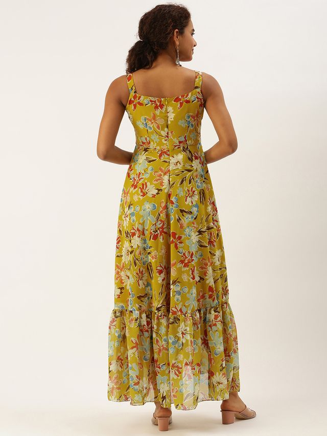 Bollywood Vogue Ready To Wear Green Asymmetric Gathered Gown