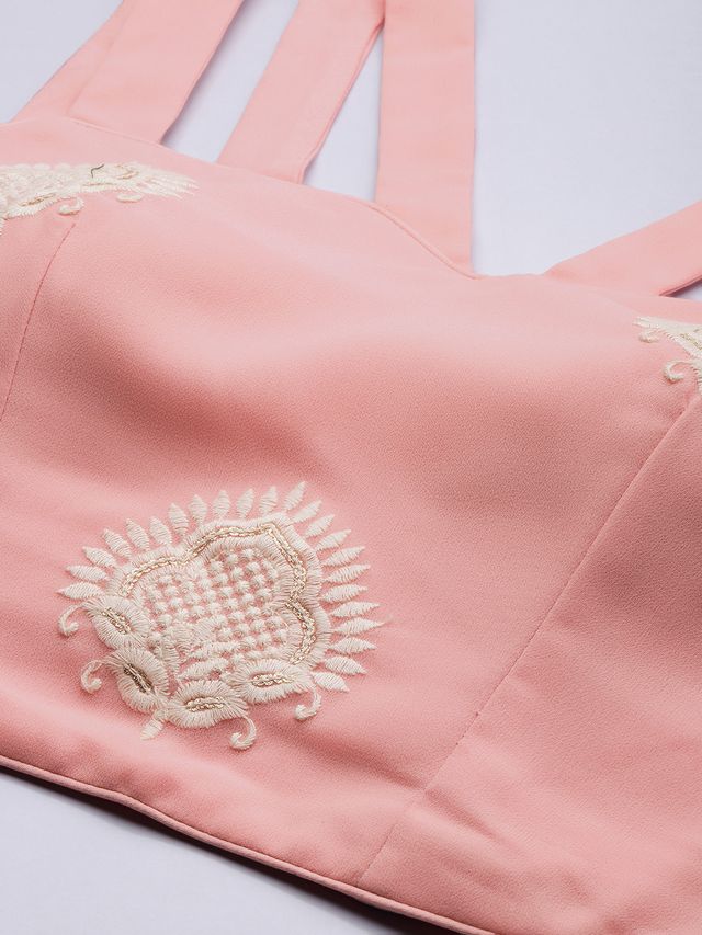 Bollywood Vogue Ready To Wear Pink Georgette Embroidered Co ord Set