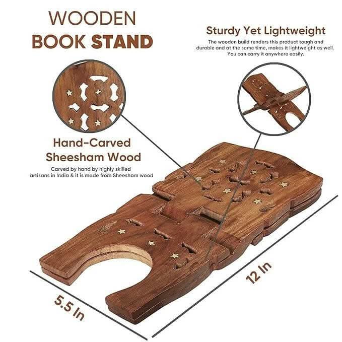Santarms Wooden holy Bible Stand Foldable Book rehal for Reading - HalfPe